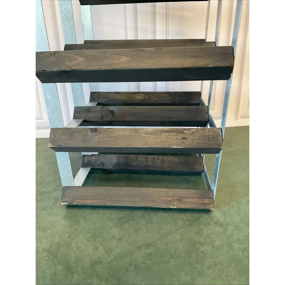Vintage MCM Wood And Metal Wine Rack.16.5”x 9”